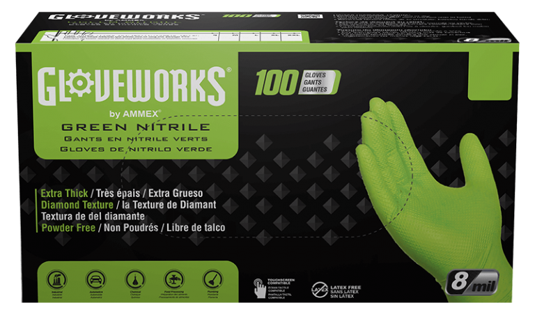 One Size Ammex GWHD6PKBLK Gloveworks Nitrile Latex Free Disposable Gloves,  6-Mil, 6-Pack, Safety & Apparel, Gloves, Disposable Nitrile Gloves